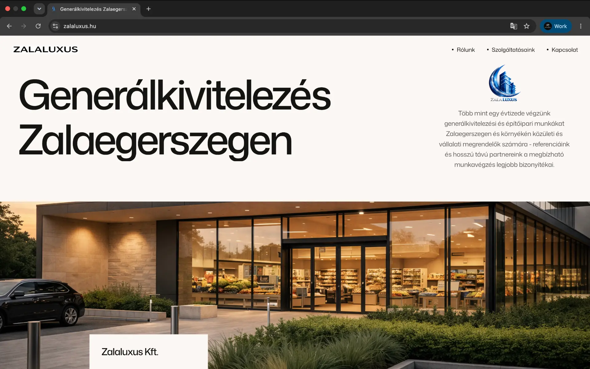 Generálkivitelező cég — új weboldal