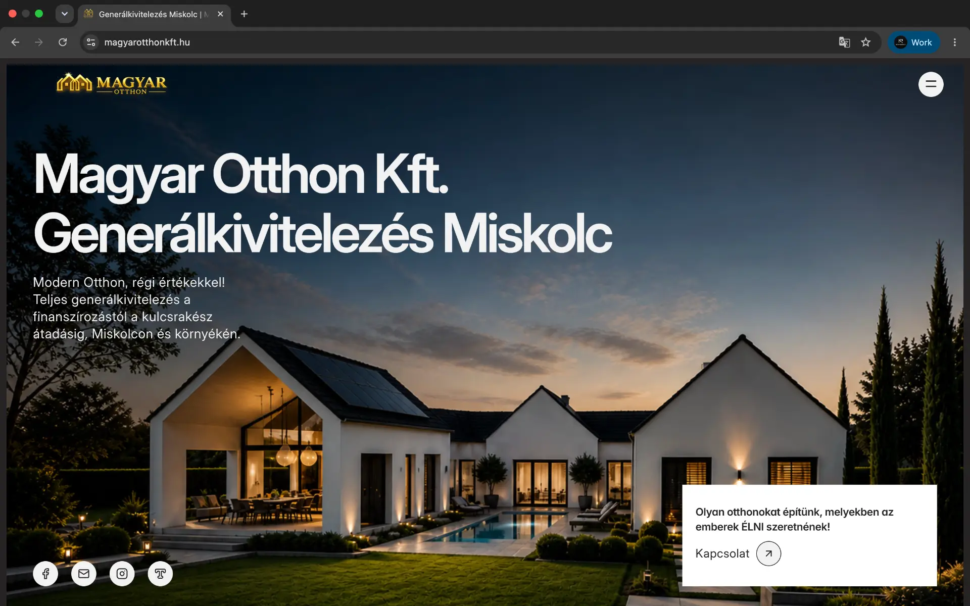 Építőipari vállalkozás — új weboldal